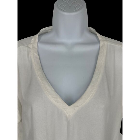 Cloth & Stone Womens White V-Neck Short Sleeve Blouse Size M - Picture 2 of 10